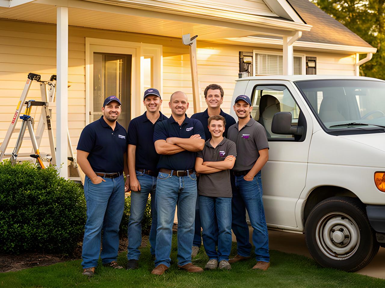 Charleston home improvement team standing beside a work truck at a residential project